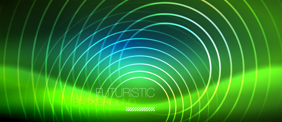 Neon glowing circles background