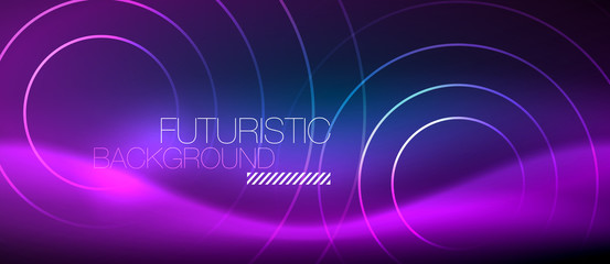 Neon glowing circles background