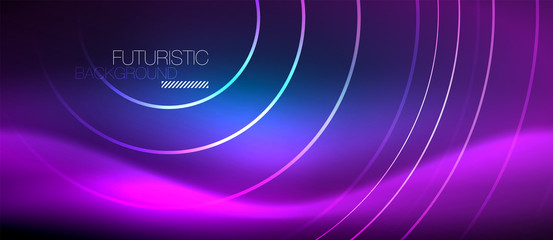 Neon glowing circles background