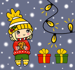 Naklejka premium Merry christmas winter celebration card