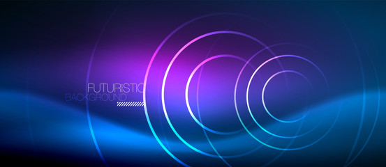 Neon glowing circles background