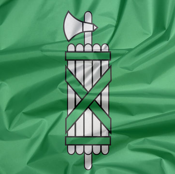 Fabric flag of Sankt Gallen. Crease of St. Gallen flag background, The canton of Switzerland Confederation.