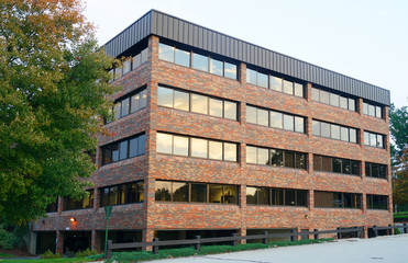 single office building exterior in industrial area