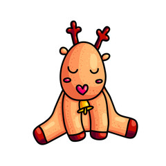 Christmas deer hand drawn color character