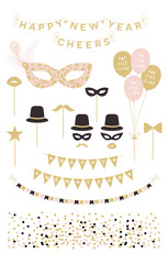Happy New Year Cliparts Collection Design. New Years Eve Party 