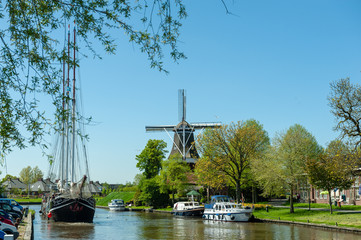 A Classic Dutch Windmill in the city of Dokkum, Friesland, in the Northern parts of the...
