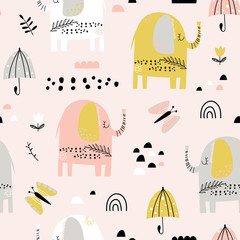 7361569 Seamless pattern with cute elephants