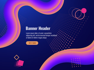 Neon abstract banner background, geometry objects lighting dark vector