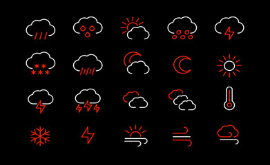 weather line icons. vector linear icon set.