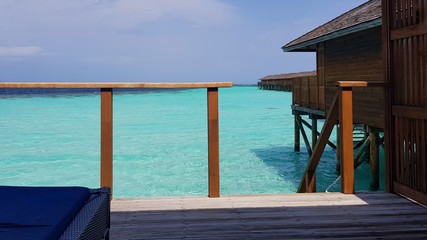 Beautiful cyan color ocean of Maldives island