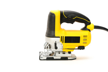 Fototapeta premium Isolated left side electric jig saw on a white background