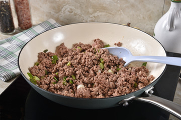 Browned ground beef and onions