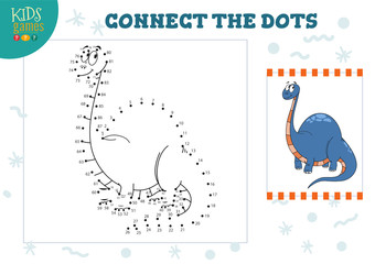 Connect the dots kids game vector illustration. Preschool children education