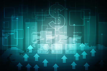 2d rendering Stock market online business concept. business Graph 