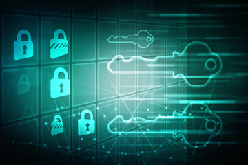 2d illustration Safety concept: Closed Padlock on digital background