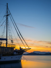 Sunrise on the bay of Nidri in Lefkas island Greece