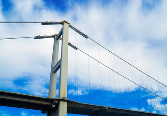 bosphorus bridge, under the bosphorus bridge, blue sky and cloudy day