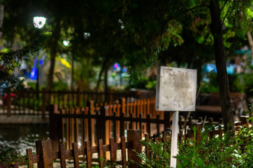 Blank signboard of a park