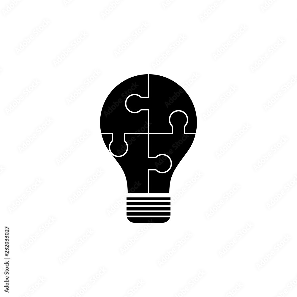 Poster lightbulb puzzle icon. element of problem solving. premium quality graphic design. signs and symbols