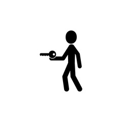 Man with a key in his hand icon. Element of Problem solving. Premium quality graphic design. Signs and symbols collection icon for websites, web design, mobile app