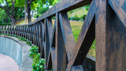 A wooden brown fence