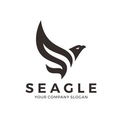 Eagle, falcon, bird logo design with letter S
