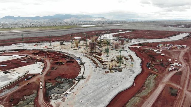 Drone aerial footage showing the Texcoco
airport construction site.