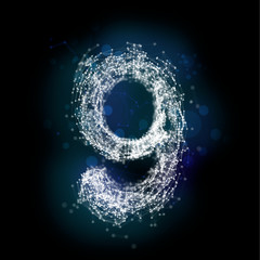 Alphabet composed of lines and points (3d illustration. Neurone concept)