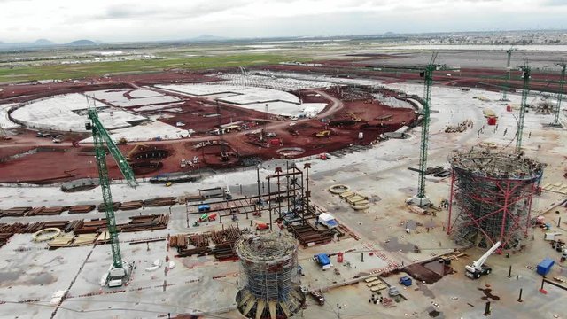 Drone aerial footage showing the Texcoco
airport construction site.