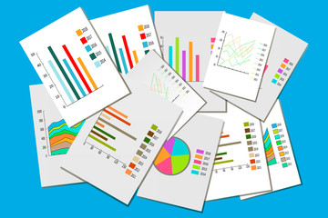 Colorful collection of various business charts.