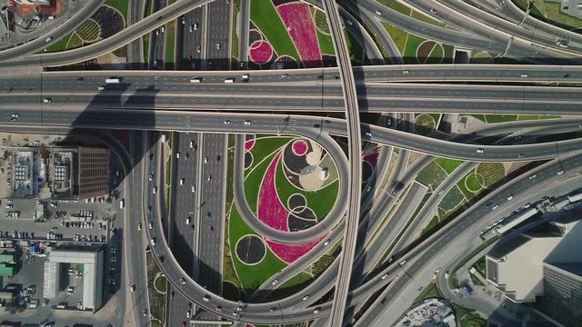 Aerial view of colourful and organized intercession in Dubai ,UAE.