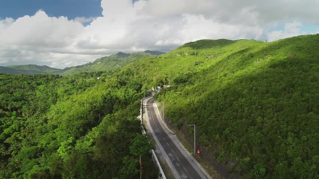 Aerial view of road in Carcar City, Philippines.