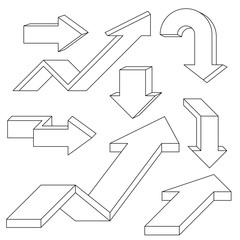 Arrows. Outline icons set