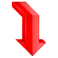 Red arrow. 3d down icon