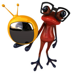 Fun red frog - 3D Illustration