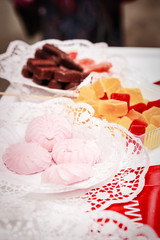 Assortment of homemade confectionery. Marshmallow, zephyr marmalade jelly