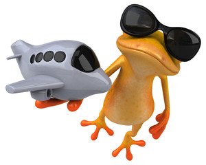 Fun yellow frog - 3D Illustration