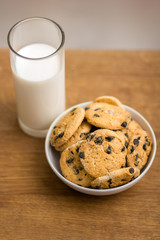 Chocolate cookies and milk