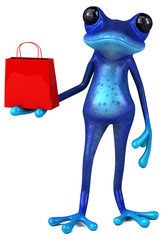 Fun blue frog - 3D Illustration