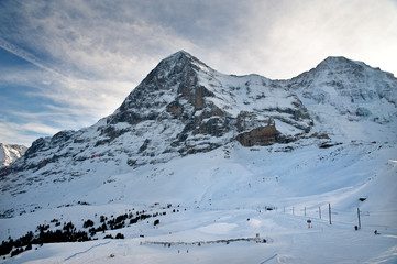 Switzerland Alps. Eiger and Monch from the north side in winter.