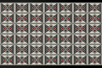 Detailed Red and Black Theme Sadu Traditional Ethnic Motif - obrazy, fototapety, plakaty