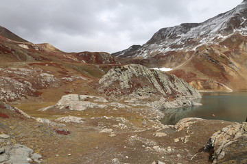 View of big mountain under cloudy sky
