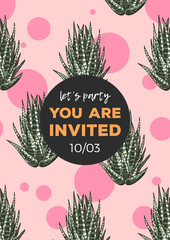 The illustration with beautiful succulents decoration. Vector floral design. Botanical background template.