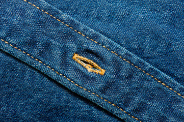 Fototapeta premium Textured blue denim texture stitched with a button-up texture