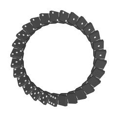 Circle of falling dominoes. Isolated on white background. Vector illustration.