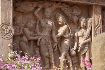  Reliefs on the walls of the Mahabodhe temple, Bodhgaya, Bihar, India