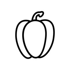 Vegetable collection - bell pepper. Line icon of whole sweet pepper. Vector Illustration 