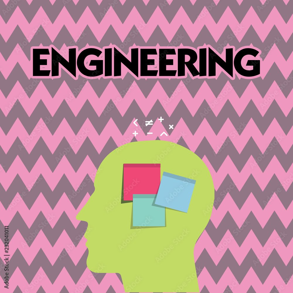 Poster text sign showing engineering. conceptual photo science concerned with design building use of engine