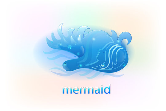 Mermaid on fantasy sea logo vector image