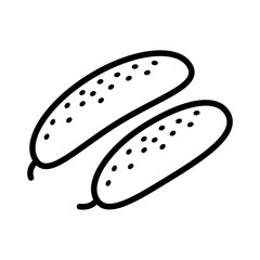 Vegetable collection - cucumber. Line icon of two whole cucumbers. Vector Illustration 